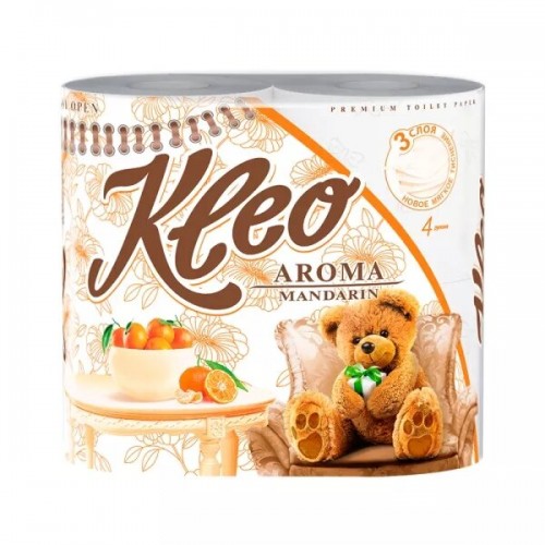 Бумага туалетная "Мягкий знак": Kleo Aroma 3сл мандарин оранжевая /пач.=4 шт. Бумага туалетная "Мягкий знак": Kleo Aroma 3сл мандарин оранжевая /пач.=4 шт.