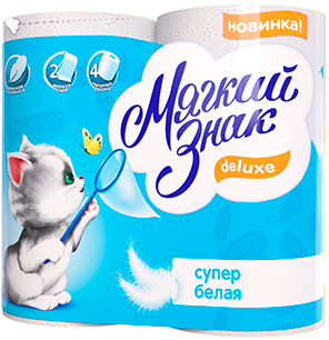 Бумага туалетная Дэлюкс 2сл. 4 рул/пач белая Бумага туалетная Дэлюкс 2сл. 4 рул/пач белая