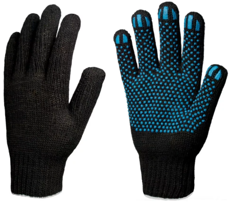 Перчатки хб 10 кл. с ПВХ 5-ти нитка ЧЕРНЫЕ (Экон)