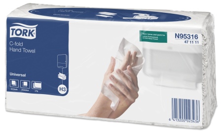 Полотенца бумажные H3 Advanced Singlefold 120л 2сл 24х27,5см белые C-сложения Полотенца бумажные H3 Advanced Singlefold 120л 2сл 24х27,5см белые C-сложения