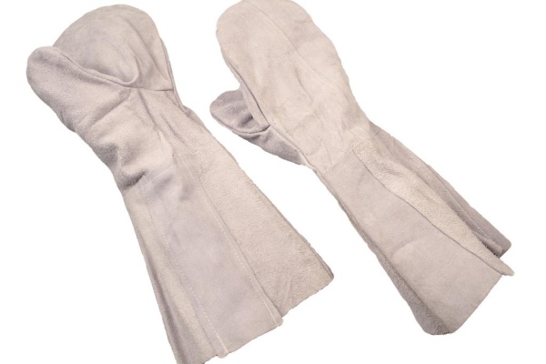 Краги спилковые 2-х палые серые, арт. 1003