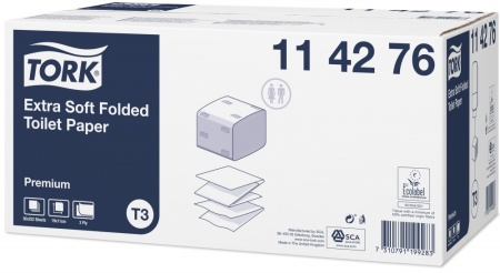 Бумага туалетная Tork T3 Premium 2сл. 252л/пач. 11х21, белая,  арт.114276 Бумага туалетная Tork T3 Premium 2сл. 252л/пач. 11х21, белая,  арт.114276