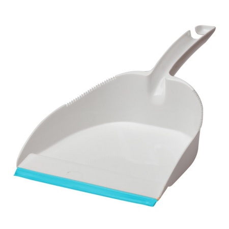 Совок для мусора пластик с резиновой кромкой  BALLET белый/бирюзовый / SV3837