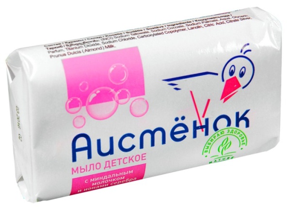 Детское мыло АИСТЕНОК 70г миндальное молочко и ионы серебра Детское мыло АИСТЕНОК 70г миндальное молочко и ионы серебра