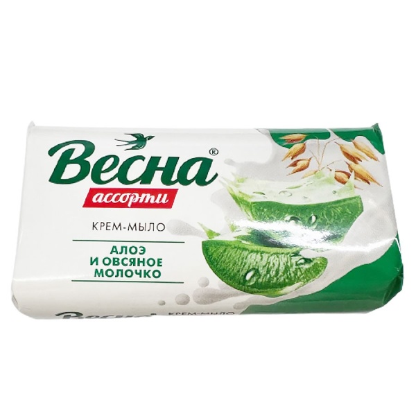 Мыло туалетное Весна 90г Алоэ и овсяное молочко Мыло туалетное Весна 90г Алоэ и овсяное молочко