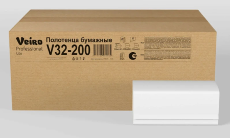 Полотенца бумажные 2сл. 200л 21х21см \ V-слож \ БЕЛЫЕ \V22-200