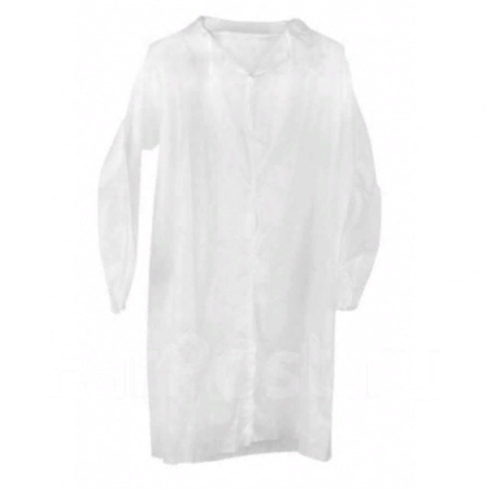 Халат одноразовый "Спанбонд" с застежками белый 10шт/пач Халат одноразовый "Спанбонд" с застежками белый 10шт/пач