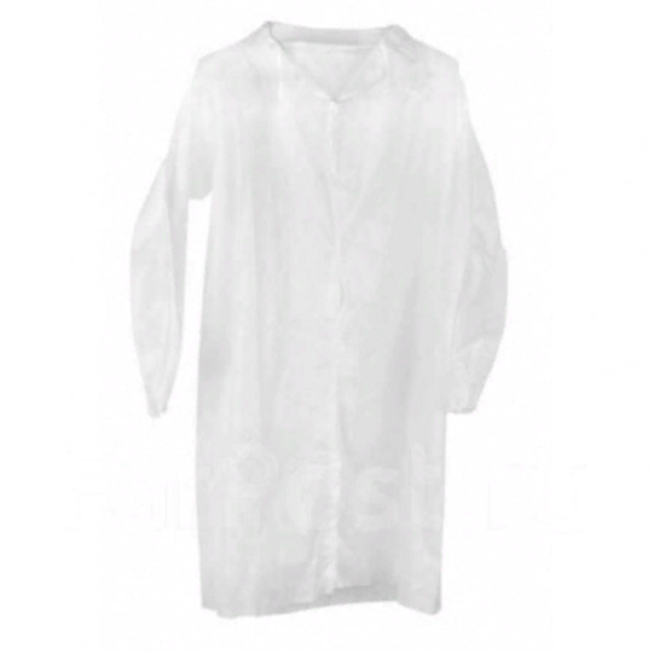 Халат одноразовый "Спанбонд" с застежками белый 10шт/пач Халат одноразовый "Спанбонд" с застежками белый 10шт/пач