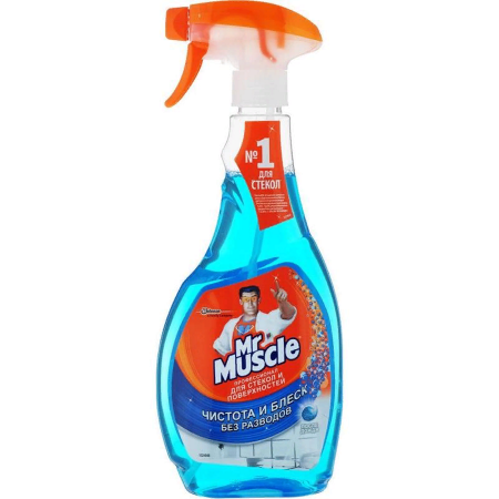 Мистер Мускул средство для стекол с тригером 500мл СИНИЙ (спирт)