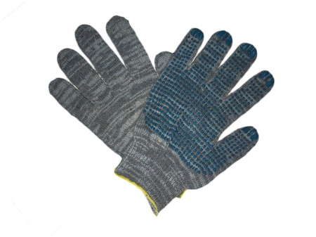 Перчатки хб 10 кл. с ПВХ 5-ти нитка ГРАФИТ (400)