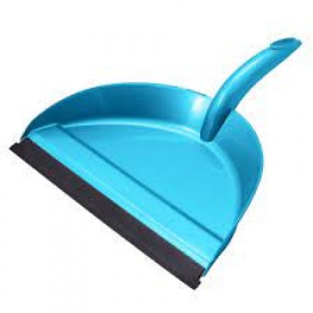 Совок для мусора пластик с резиновой кромкой  светло-голубой CUBA