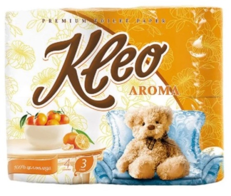 Бумага туалетная "Мягкий знак": Kleo Aroma 3сл мандарин оранжевая /пач.=4 шт. Бумага туалетная "Мягкий знак": Kleo Aroma 3сл мандарин оранжевая /пач.=4 шт.